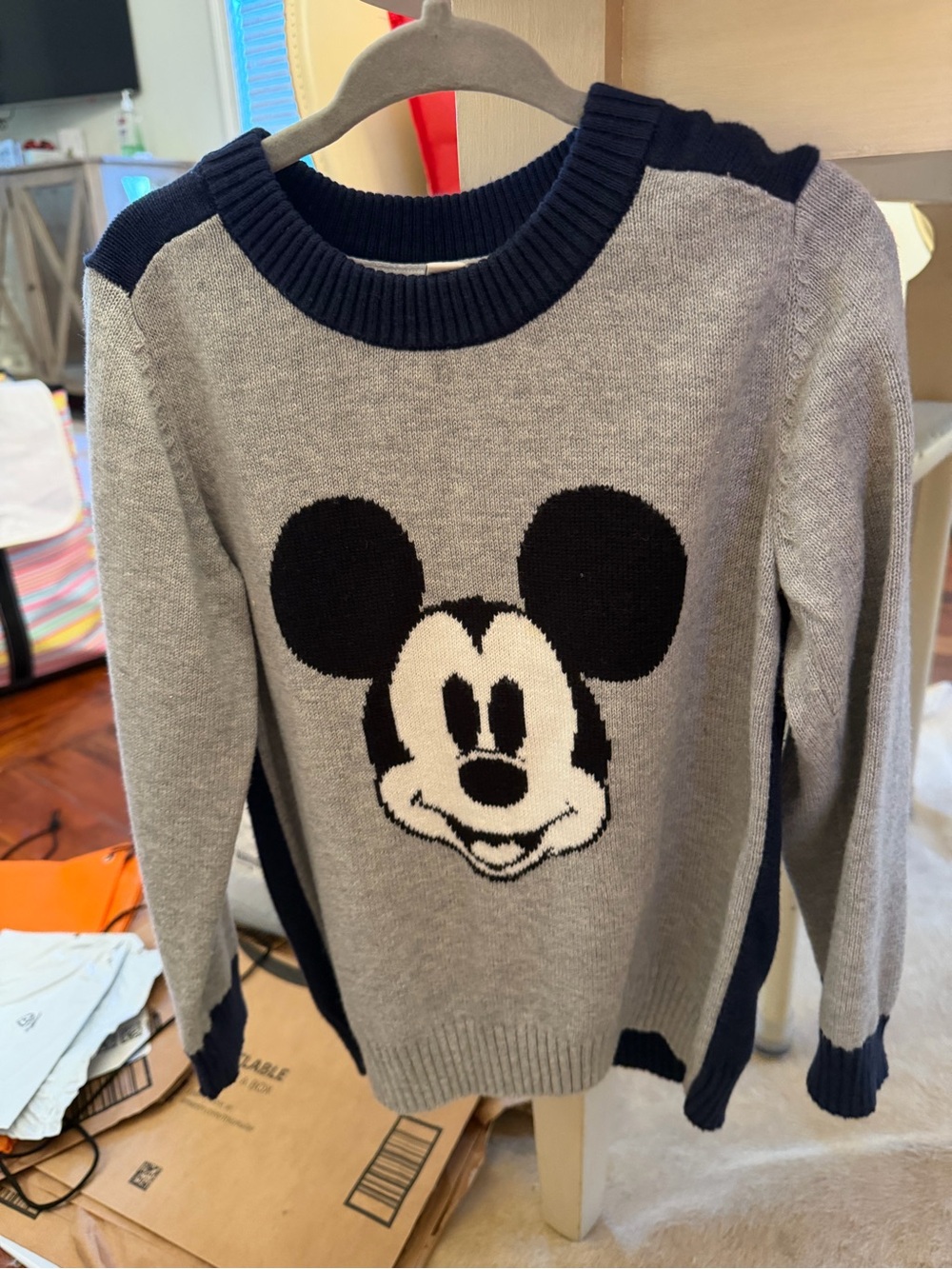 Janie and Jack Gray and Navy Mickey Mouse Sweater